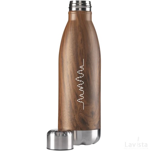 Topflask Wood Drinkfles Bruin