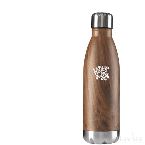 Topflask Wood Drinkfles Bruin