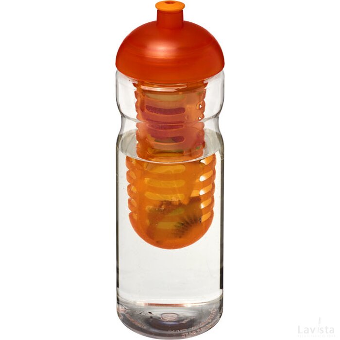 H2O Base® 650 ml bidon en infuser met koepeldeksel Transparant,Oranje Transparant, Oranje Transparant/Oranje