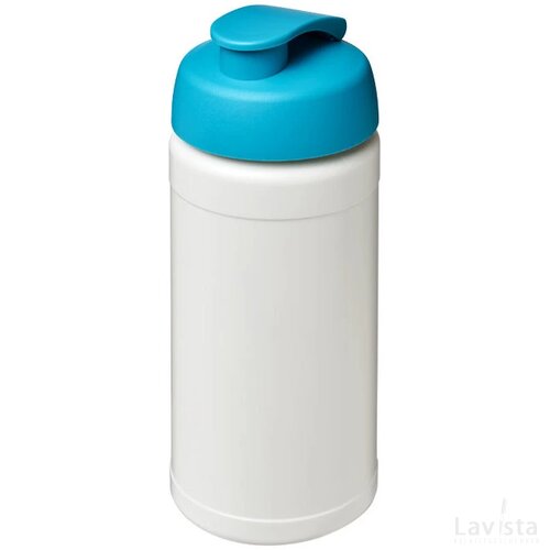 Baseline® Plus 500 ml sportfles met flipcapdeksel Wit,aqua Wit, Aqua Wit/Aqua