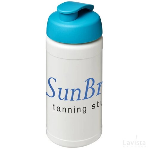 Baseline® Plus 500 ml sportfles met flipcapdeksel Wit,aqua Wit, Aqua Wit/Aqua