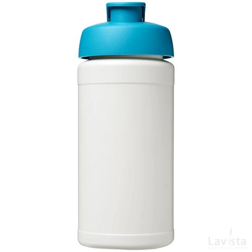 Baseline® Plus 500 ml sportfles met flipcapdeksel Wit,aqua Wit, Aqua Wit/Aqua