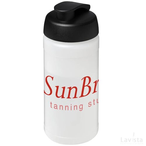 Baseline® Plus 500 ml sportfles met flipcapdeksel Transparant,Zwart Transparant, Zwart Transparant/Zwart