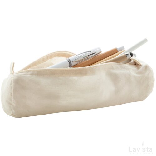 Katoenen etui met rits Beige