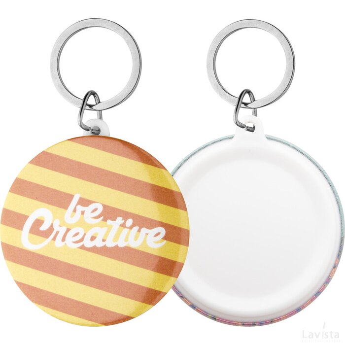 Keybadge Maxi Button Sleutelhanger Met Pin Wit