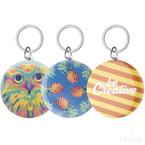 Keybadge Maxi Button Sleutelhanger Met Pin Wit