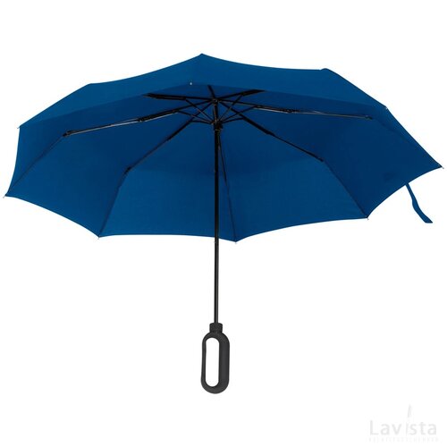 Automtische paraplu met greep als karabijnhaak blauw