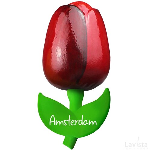 Tulip magnet 9 cm ( big ), red aubergine Amsterdam