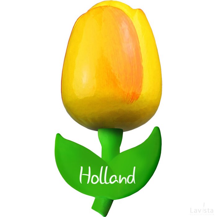 Tulip magnet 9 cm ( big ), yellow orange Holland