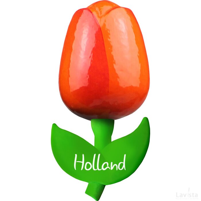 Tulip magnet 9 cm ( big ), orange red Holland
