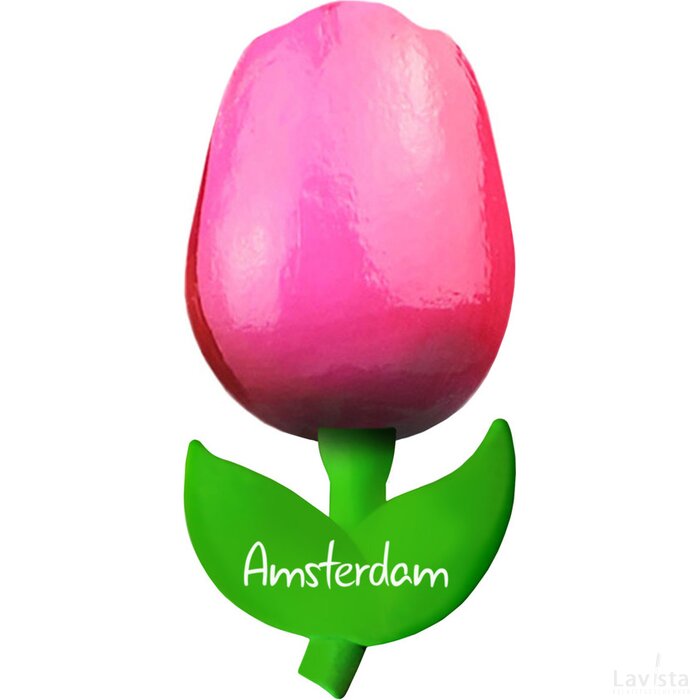 Tulip magnet 6 cm ( small ), pink red Amsterdam