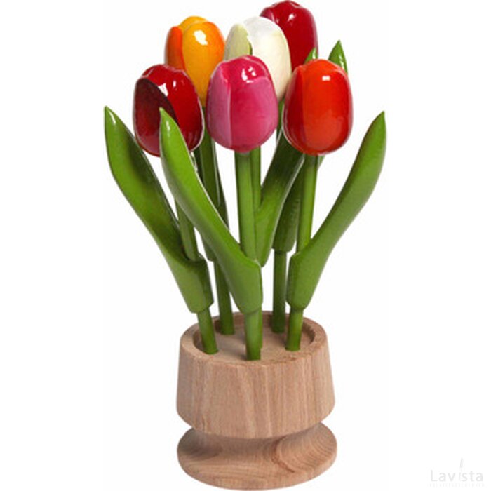 Wooden jar, 6 tulips