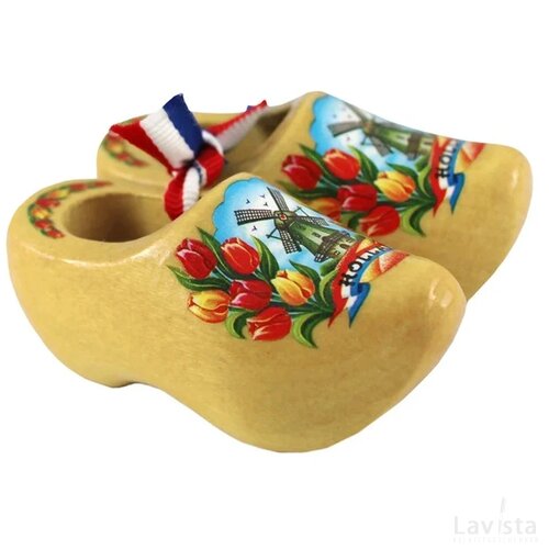 Pair wooden shoes 8 cm, varnished tulip