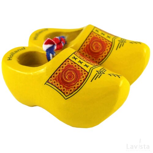 Pair wooden shoes 8 cm, yellow farmer