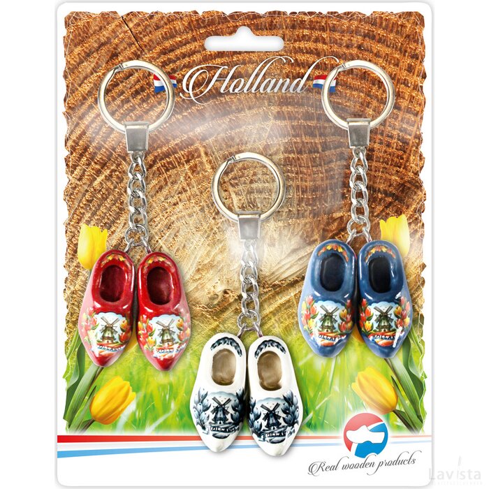 Blister 3 keychains 2 shoes 4cm, rd,db,bl.