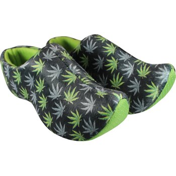 Klomppantoffels black, weed print maat 25-30