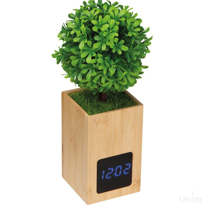 Bamboe bureauklok beige