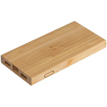 Powerbank van bamboe beige