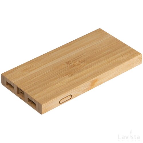 Powerbank van bamboe beige