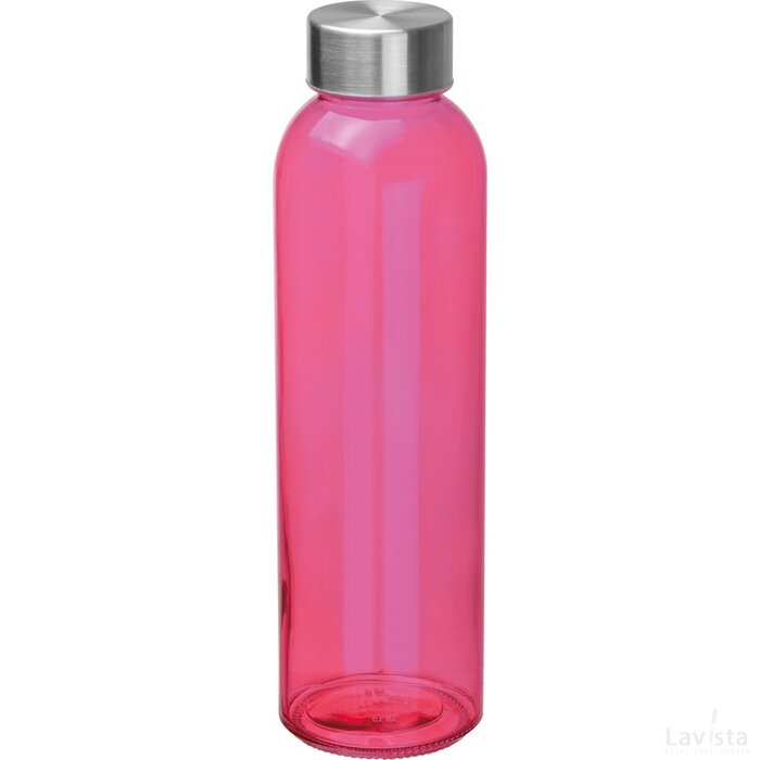 Glazen drinkfles met RVS sluiting roze paars