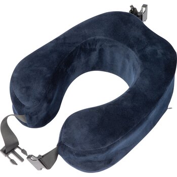 Nekkussen van pluche met een brede sluitband donkerblauw darkblue donkerblauw