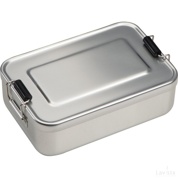 Lunchbox of broodtrommel van alumninium grijs silvergrey zilvergrijs