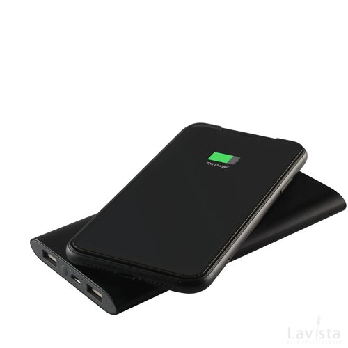 Aluminium 8000 Wireless Powerbank Draadloze Oplader Zwart