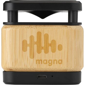 Bamboo Block Speaker Met Draadloze Oplader Hout