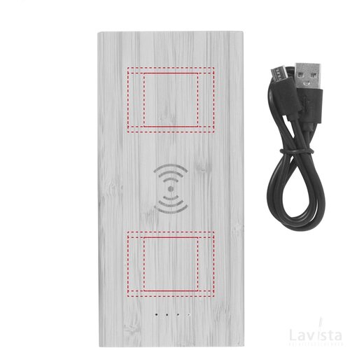 Bamboo 8000 Wireless Powerbank Draadloze Oplader Hout