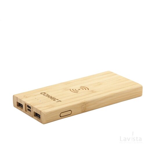 Bamboo 8000 Wireless Powerbank Draadloze Oplader Hout