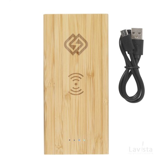 Bamboo 8000 Wireless Powerbank Draadloze Oplader Hout