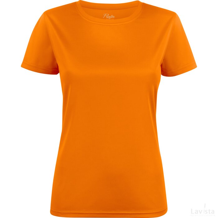 Vrouwen printer run active lady t-shirt neon oranje