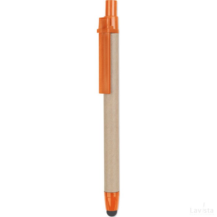 Gerecycled kartonnen touch pen Recytouch oranje
