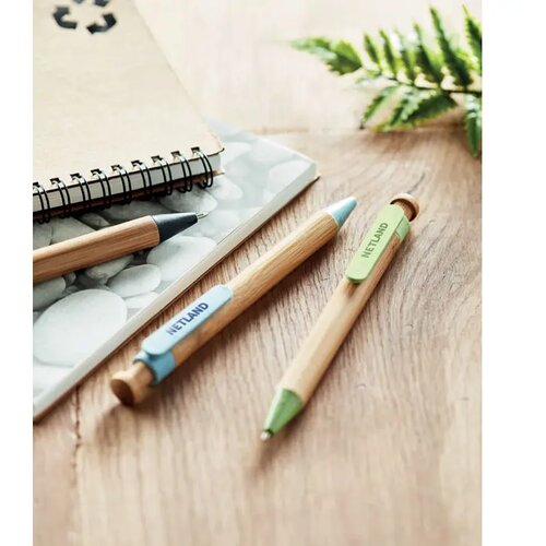Balpen van bamboe/tarwe Toyama blauw