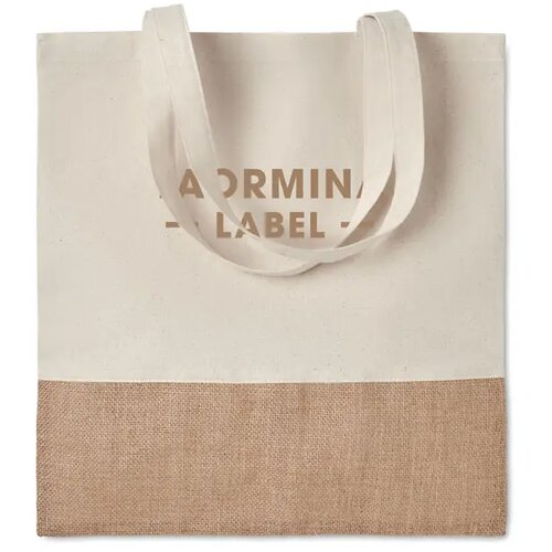 Boodschappentas met jute India tote beige