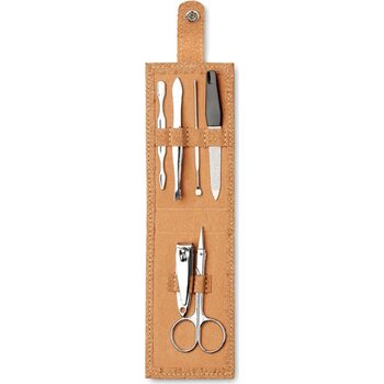 Manicure set in kurk etui Nailkit cork beige