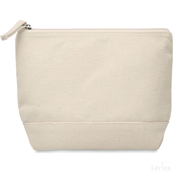 2-kleurige katoenen toilettas Kleuren beige