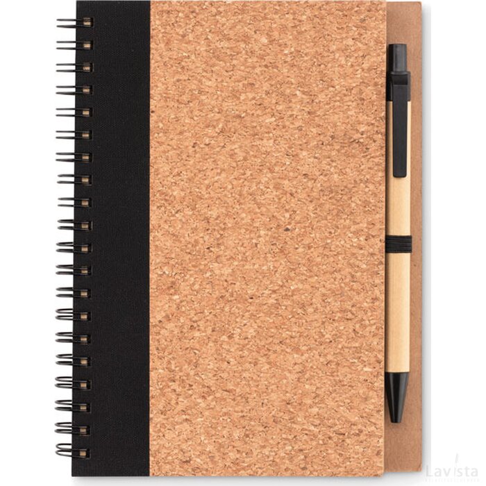 Kurk notitieboek met pen Sonora pluscork zwart
