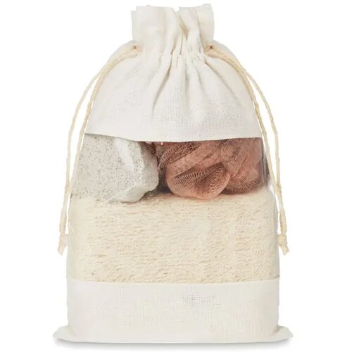Badset in katoenen pouch Beige