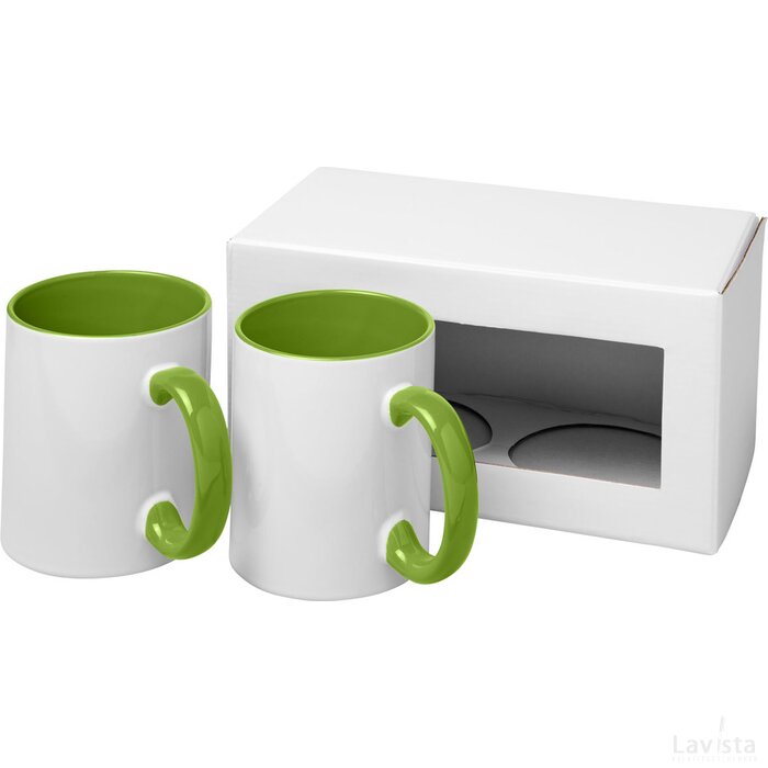 Ceramic sublimatie mok 2 delige geschenkset Groen Lime
