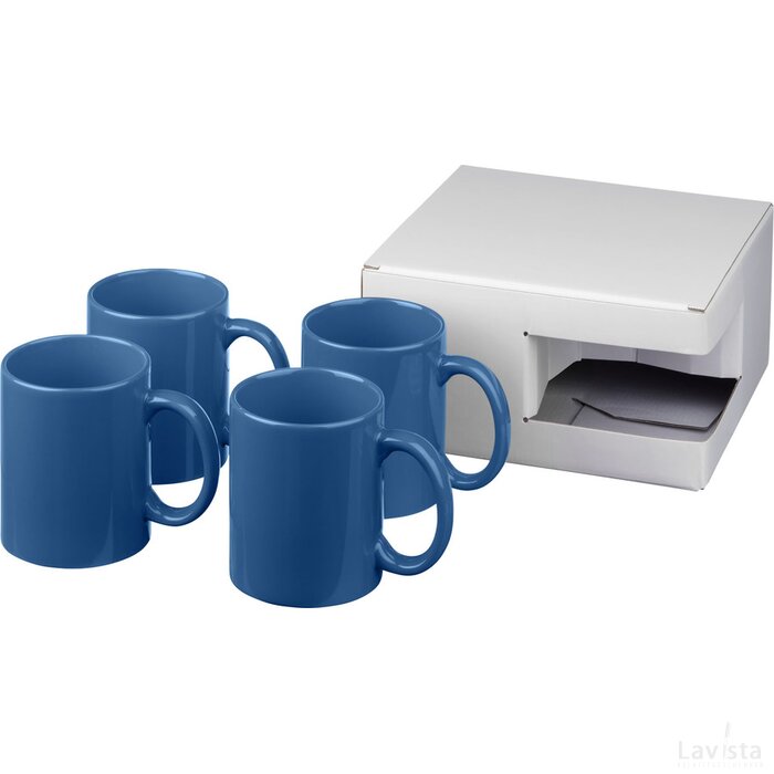 Ceramic mok 4 delige geschenkset blauw Blauw