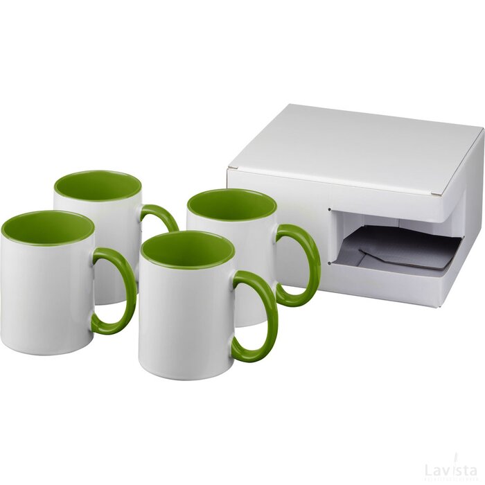 Ceramic sublimatie mok 4 delige geschenkset Groen Lime