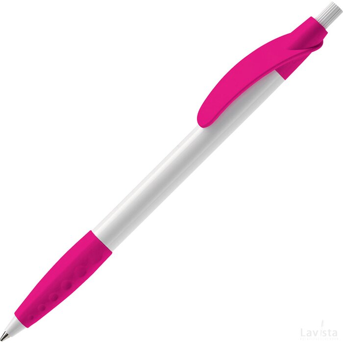 Balpen Cosmo grip hardcolour wit / roze