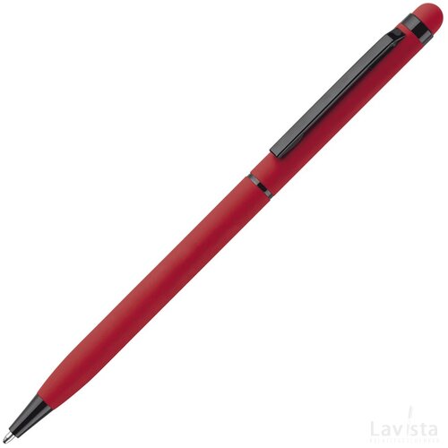Balpen metaal stylus rubberised rood