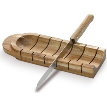 Stokbroodhouder met mes hout