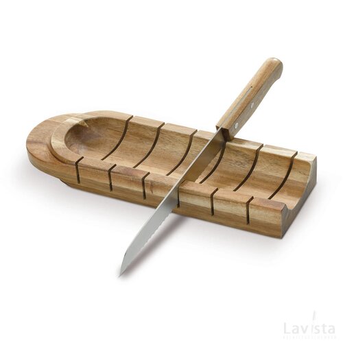 Stokbroodhouder met mes hout