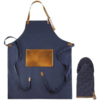 Bbq schort en want donker blauw