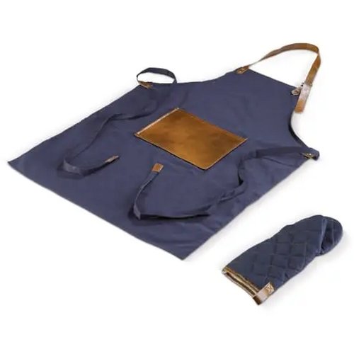 Bbq schort en want donker blauw