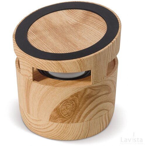 Houten look speaker 3W & draadloos laadstation 5W hout / licht