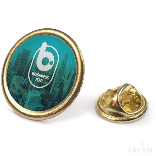 Badge metalen pin Ø20mm goud satijn